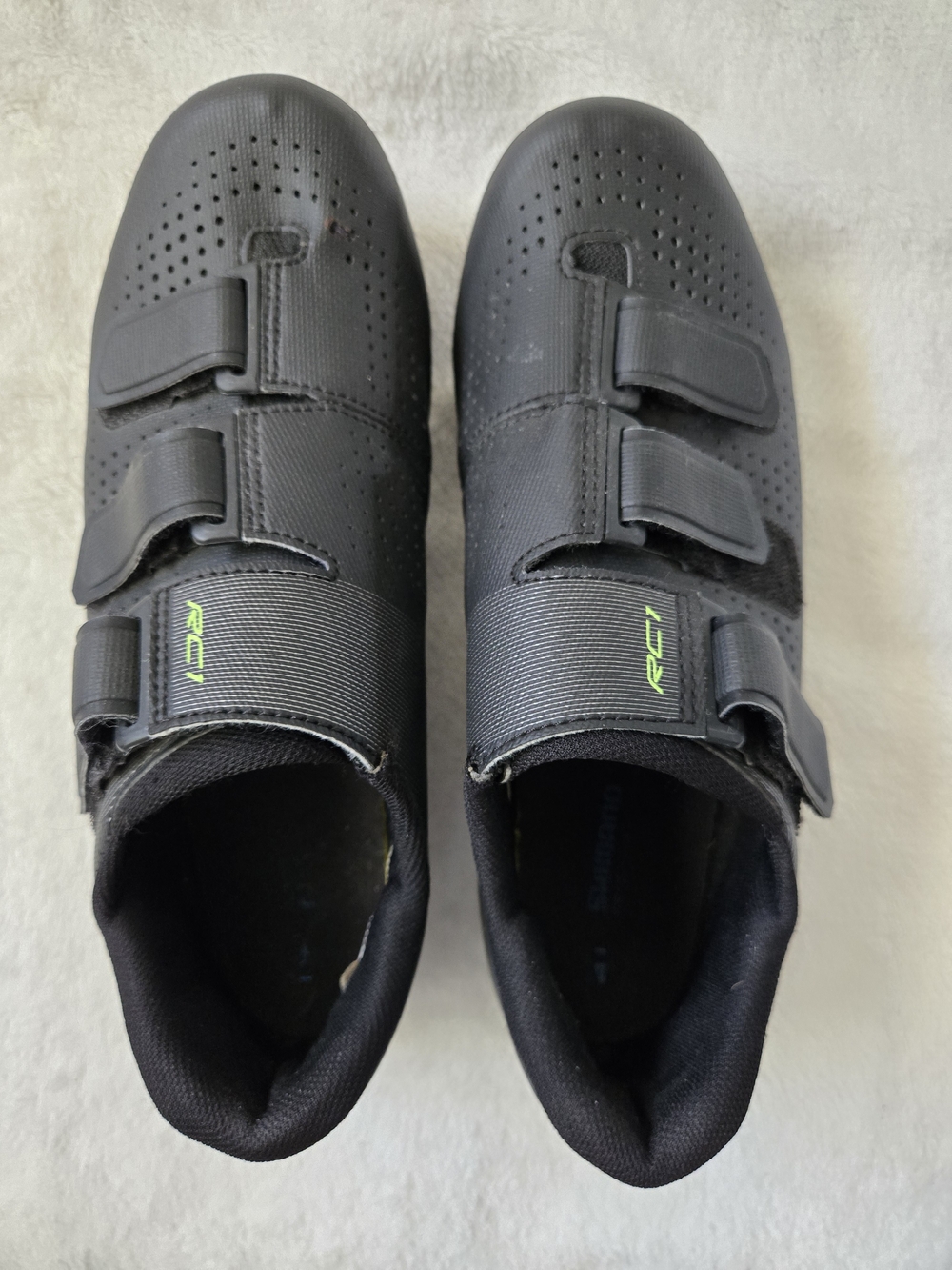 Black Men's Shimano Cycling Shoes with Triple Velcro Straps and Clips